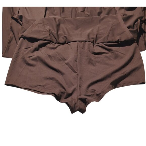 Halara High Waisted Decorative Buckle Split 2-in-1 Maxi Casual Skirt Sz Large Br - Picture 4 of 10